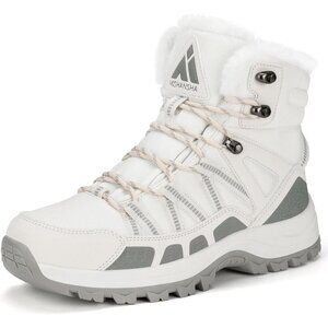 Women’s White Waterproof Lace Up Anti-Slip Warm Snow Booties Sneakers